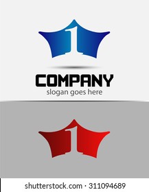 Number 1 logo. Vector crown logotype  