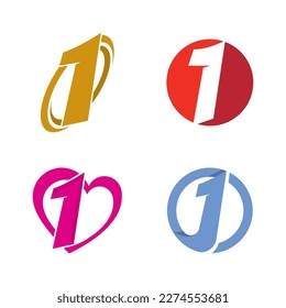 number 1 logo vector icon simple illustration design 
