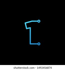 Number 1 logotype monoline Technology, digital, electronics, chip, connection concept. Modern Logo Technology for Business. Logotypes of Digital combining with circuit . - vector