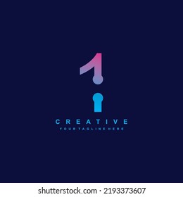 Number 1 luxury logo template design with blue and purple color gradations. number1 vectors. premium design number 1