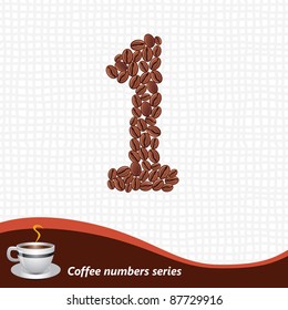 Number 1 made of coffee beans vector set