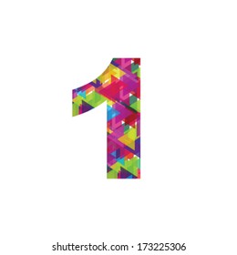 Number 1  made from colorful triangle