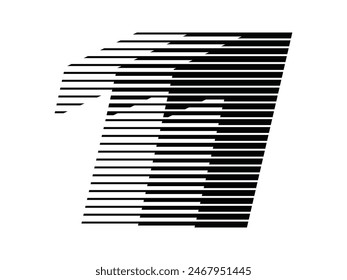 Number 1 Modern Logo with Horizontal Speed Line Pattern