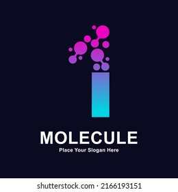 Number 1 molecule dots logo vector design. Suitable for business, initial, Medicine, science, technology, laboratory, electronics