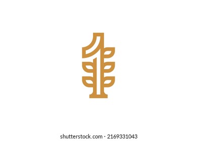 Number 1 Monoline Logo Vector
