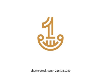 Number 1 Monoline Logo Vector