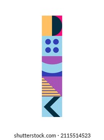 Number 1 from multicolored geometric shapes, cubes isolated on white. Neo geo. Vector illustration