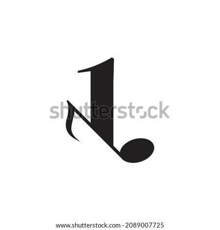 Number 1 with Music Key Note Logo Design Element. Usable for Business, Musical, Entertainment, Record and Orchestra Logos