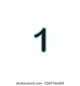 Number 1 neon, line geometric symbol simple logo vector