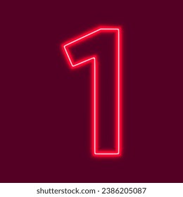  Number 1 Neon sign vector. One neon vector.