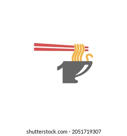 Number 1 with noodle icon logo design vector template