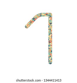 Number 1, numeral, one. Colored mosaic with polygons