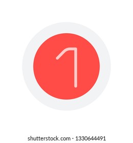 Number 1, numeral, one. Icon in colored circle with gray bold border. Web button, modern flat design