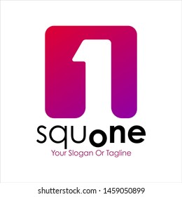 Number 1 on simple modern square logo design. Logo Design inspiration.