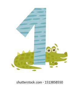 Number 1 One Crocodile Vector Illustration Stock Vector (Royalty Free ...