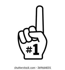 Number 1 (one) fan hand with finger raised flat vector icon