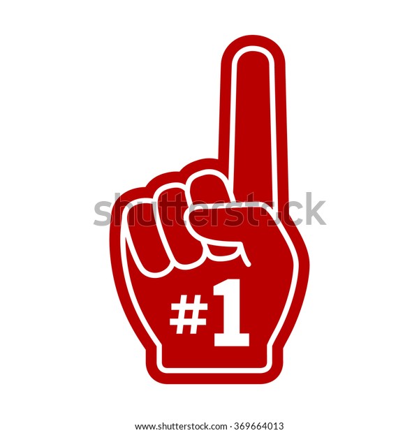 Number 1 (one) fan hand glove with finger raised\
flat vector icon