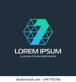 Number 1 one and hexagon logo design, with colorful triangle , technology digital concept - Vector