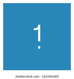 number 1 one icon without serifs in white