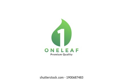 number 1 one with leaf abstract green logo symbol icon vector graphic design 