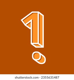 Number 1 one logo emblem. Geometric 3D style icon isolated on orange color fund. Technology, media design outline info symbol. Modern, web, tech, internet industry concept. Abstract design.