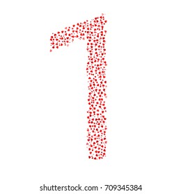 Number 1, one. Made Of Red Hearts