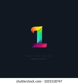 Number 1 one multi colour digit icon vector template.