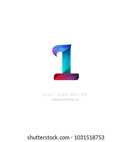 Number 1 one multi colour digit icon vector template.