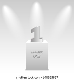 Number 1, One on Podium on white background