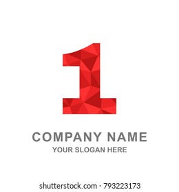 Number 1 One Polygonal Style Logo Vector Illustration