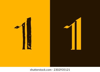 Number 1. One sign logo in Gothic style. Calligraphy letters. Antique vintage blackletter vector emblems set. Medieval Germanic font for tattoos, stylish calligraphy, luxury masthead, halloween.