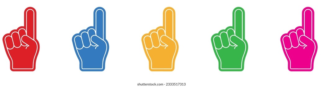 Number 1 one sports fan foam hand with raising forefinger vector icon