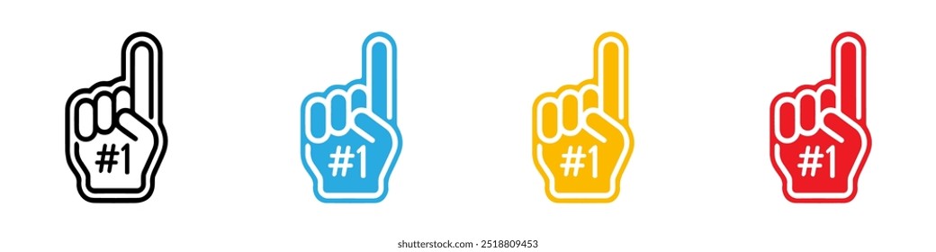 Number 1 one sports fan foam hand with raising forefinger vector icon. Vector Illustration. EPS 10