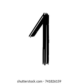 Number 1 painted by brush isolated on white background