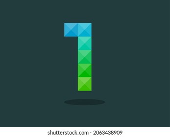 Number 1 with perfect combination of bright blue-green colors. Good for print, t-shirt design, logo, etc.