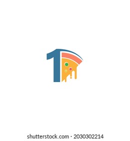 Number 1 with pizza icon logo vector template