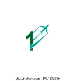 Number 1 with plane logo icon design vector illustration