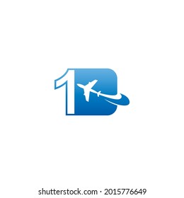 Number 1 with plane logo icon design vector illustration