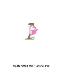 Number 1 with rose icon logo vector template illustration