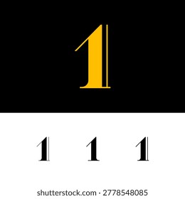 Number 1 set, beautiful elegant numerals antique font, classic signs perfect for logo brand design, vector illustration 10EPS