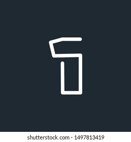 number 1 seven logo with monoline style. minimalist Modern Logo Technology for Business - vector