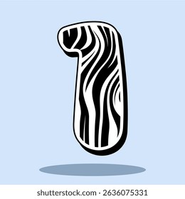 The number 1 in the shape of zebra pattern