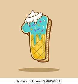 Number 1 shaped ice cream