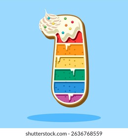 The number 1 shaped rainbow cake