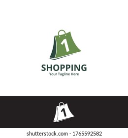 Number 1 Shop Logo designs Template. Illustration vector graphic of  number 1 and shop bag combination logo design concept. Perfect for Ecommerce,sale, discount or store web element. Company emblem