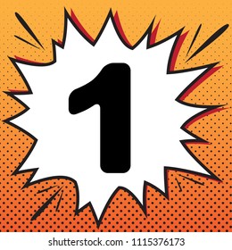 Number 1 sign design template element. Vector. Comics style icon on pop-art background.