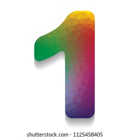 Number 1 sign design template element. Vector. Colorful icon with bright texture of mosaic with soft shadow on white background. Isolated.