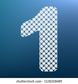 Number 1 sign design template element. Vector. White textured icon at lapis lazuli gradient background.