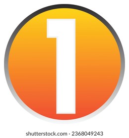 Number 1 sign design template element. Vector. Orange gradient icon on white paper at white background.