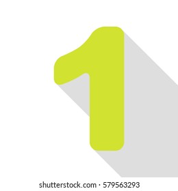 Number 1 sign design template element. Pear icon with flat style shadow path.